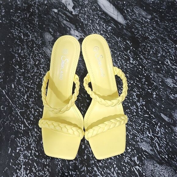 NEW SHOE LAND SL-MILEY SQUARE OPEN TOE HEELED DOUBLE BRAIDED STRAP SLIDE SANDAL - Picture 3 of 15